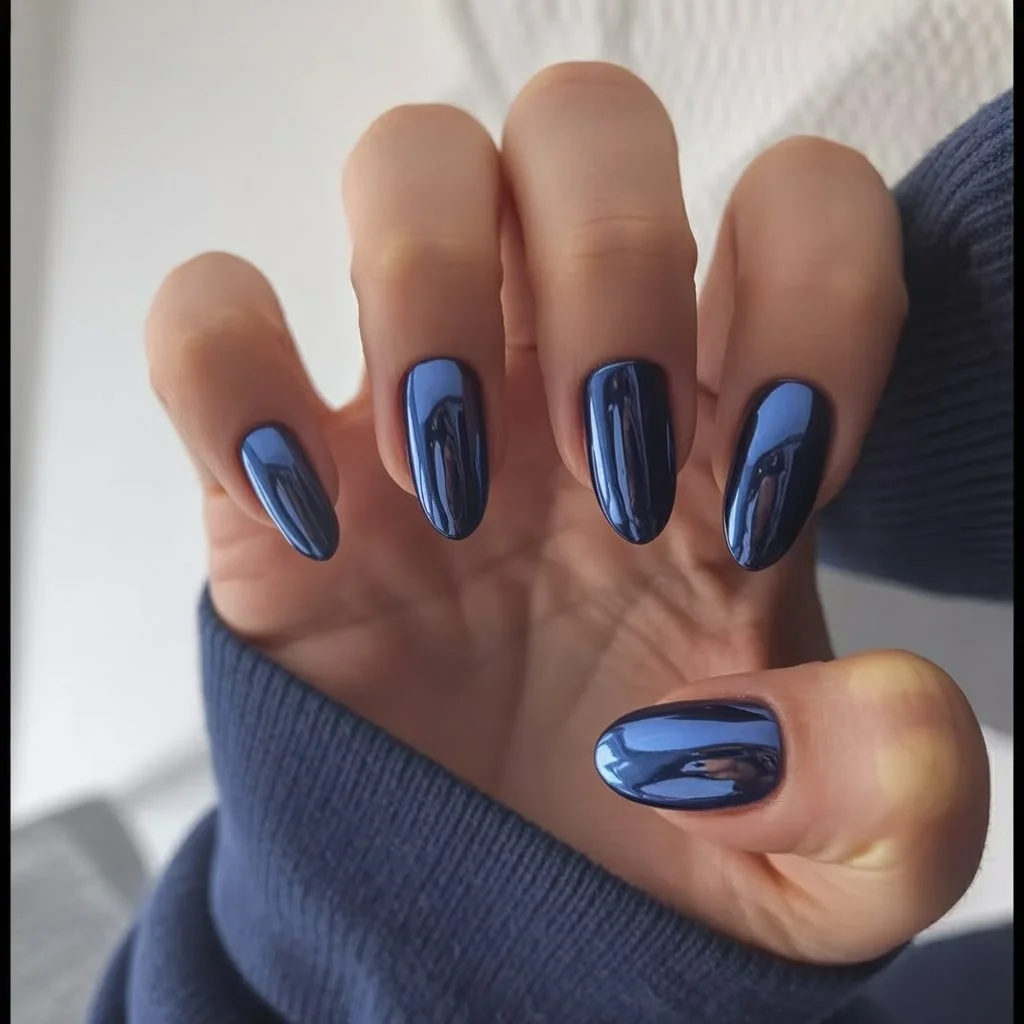 summer nail inspo 2026 Mirror Midnight Blue For Endless Summer Nights