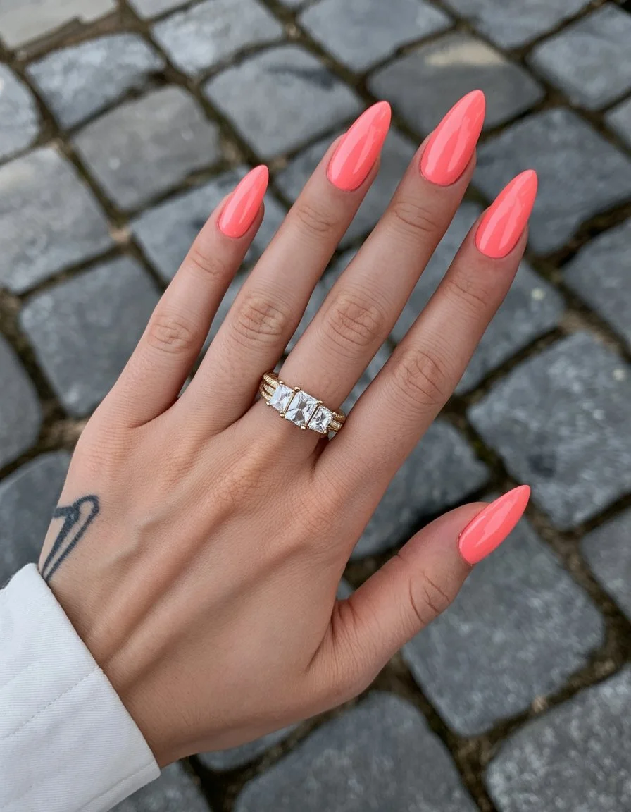 summer nail inspo 2026 Coral Pop Nails For Hot Summer Energy