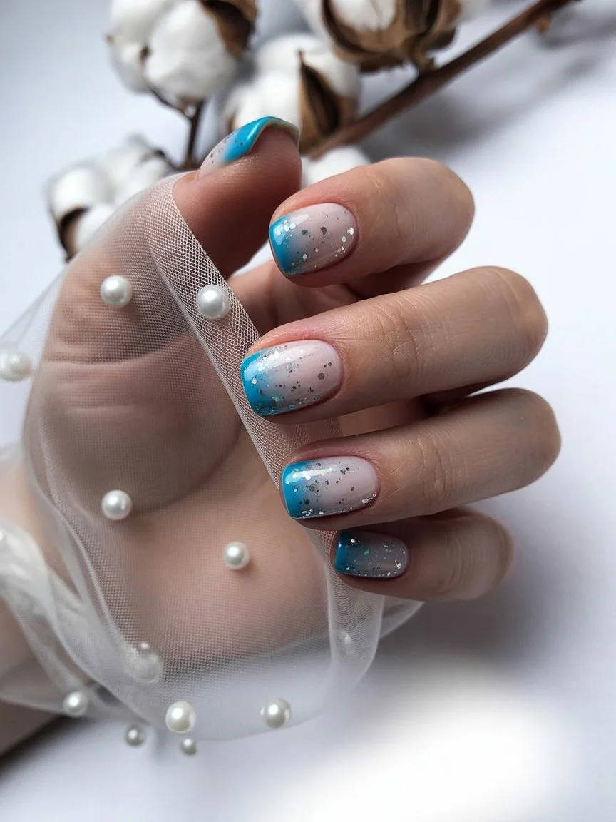 summer nail inspo 2026 Ocean Sparkle French Nails With Vacation Mood