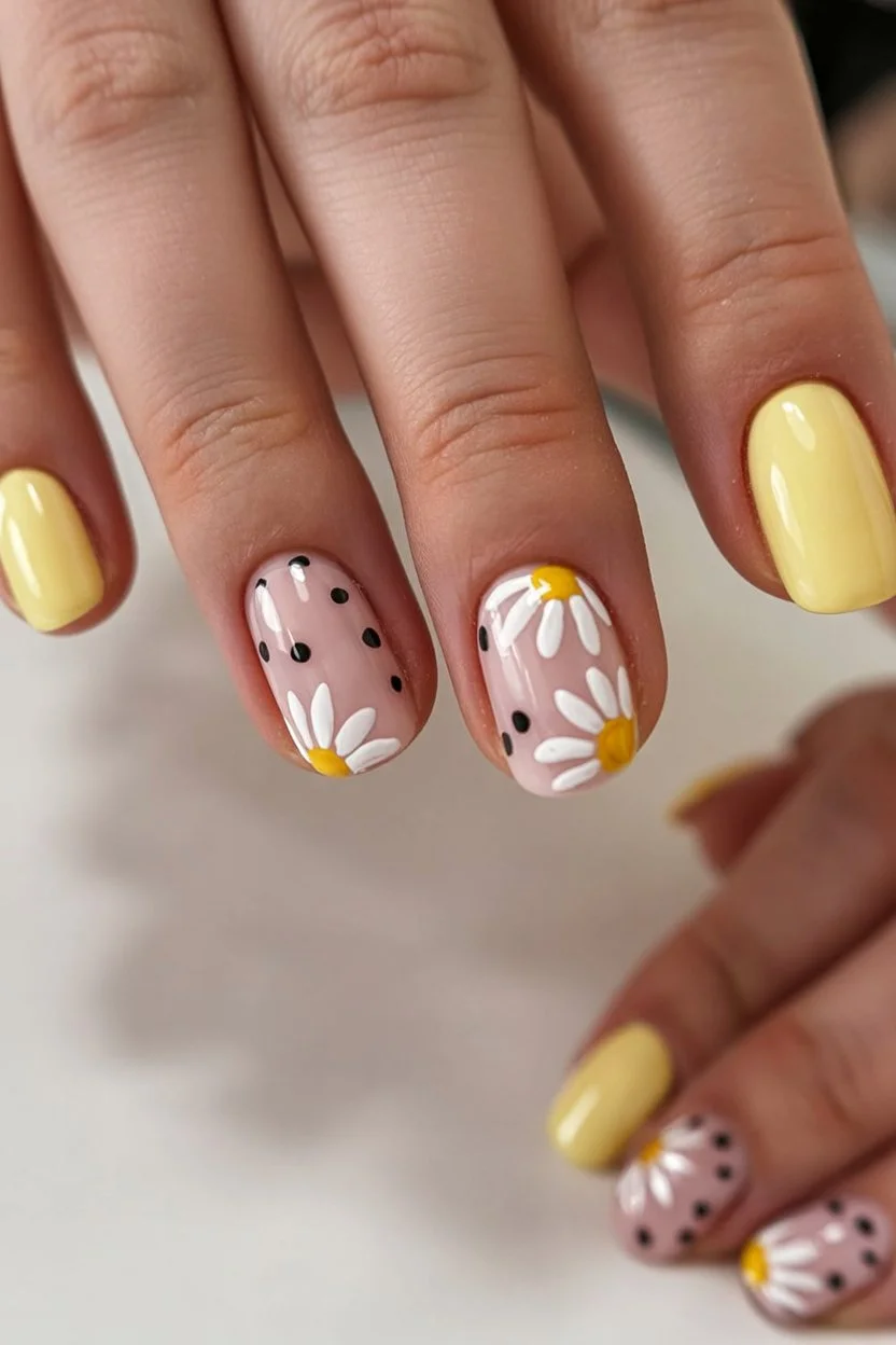 summer nail inspo 2026 Sunny Daisy Nails That Feel Like Weekend Happiness
