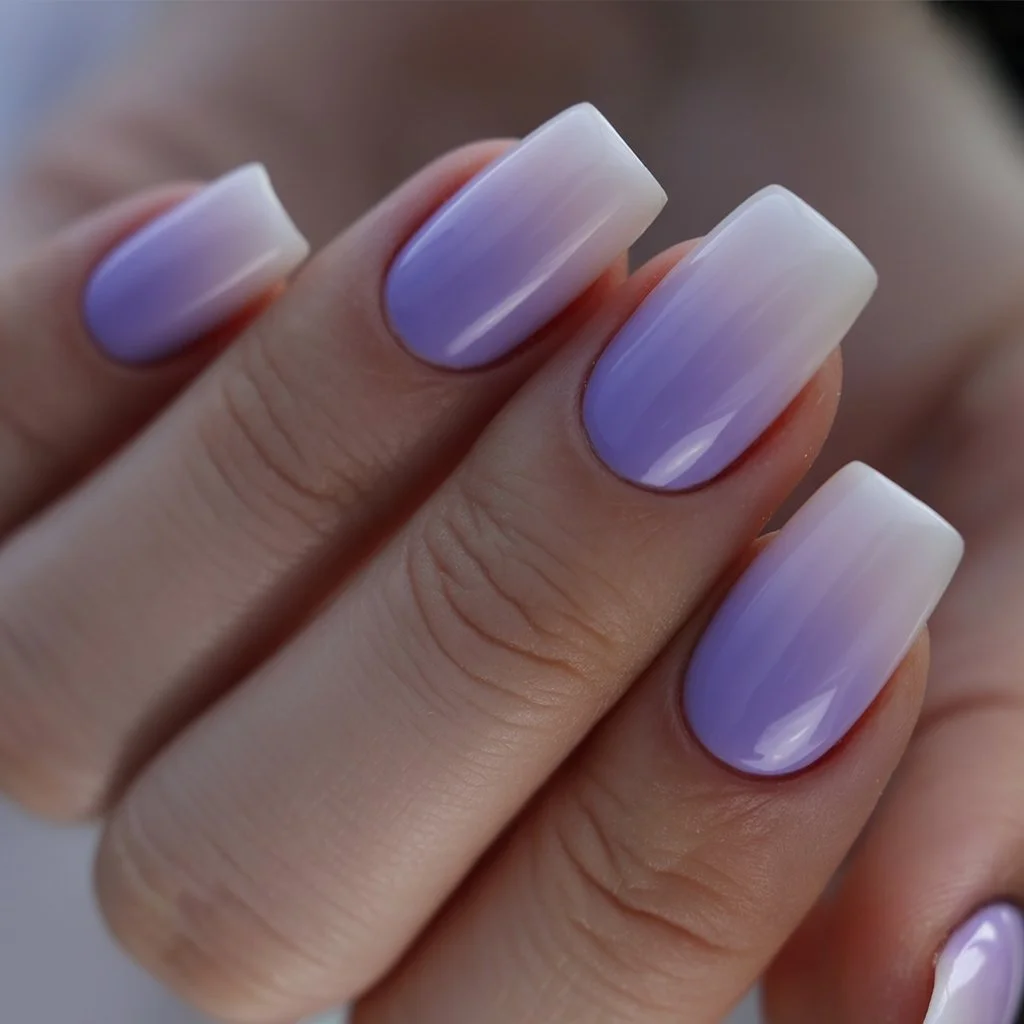 summer nails square 2026 Lavender Ombre Nails That Feel Like Summer Evenings