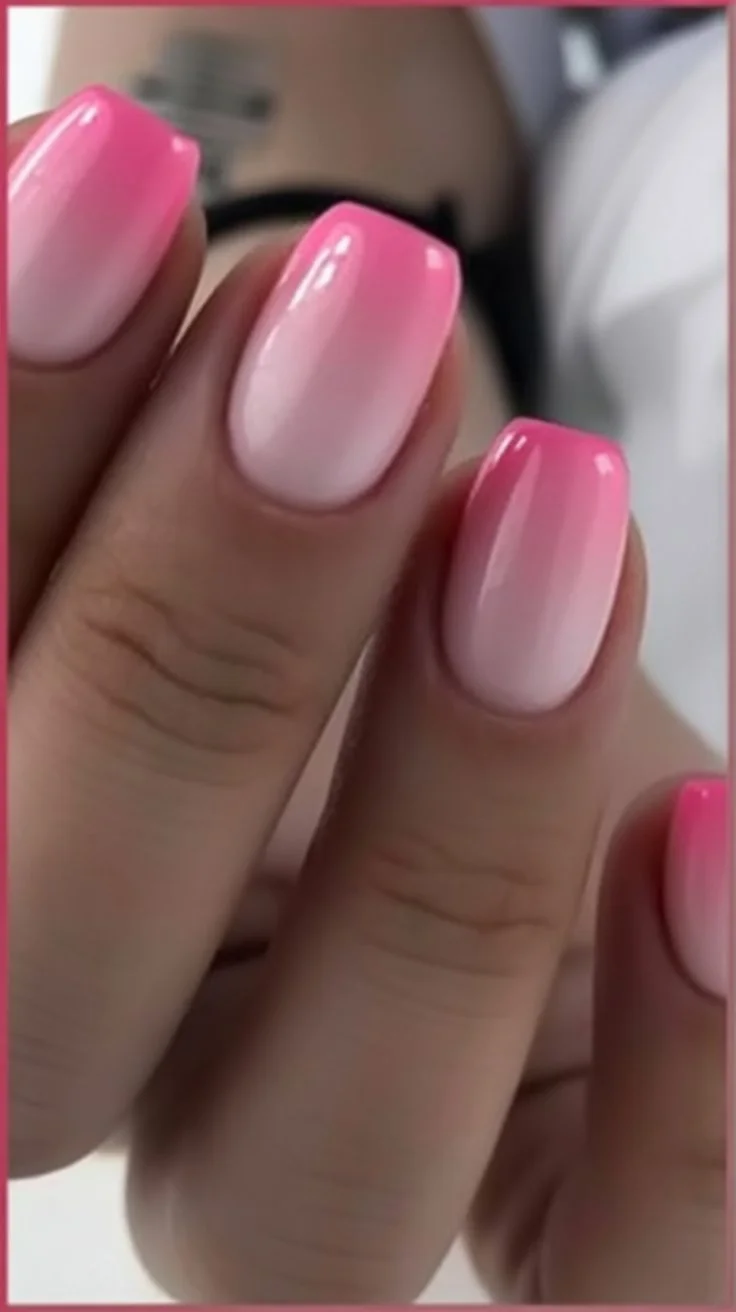summer ombre nails 2026 Rosy Airbrush Fade for Everyday Summer Style