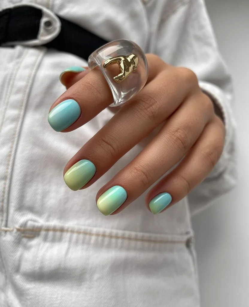 summer ombre nails 2026 Mint Sorbet Nails for Easy Summer Style