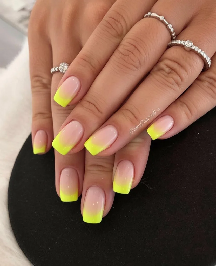summer ombre nails 2026 Lemon Sorbet Square Nails for Sunny Days