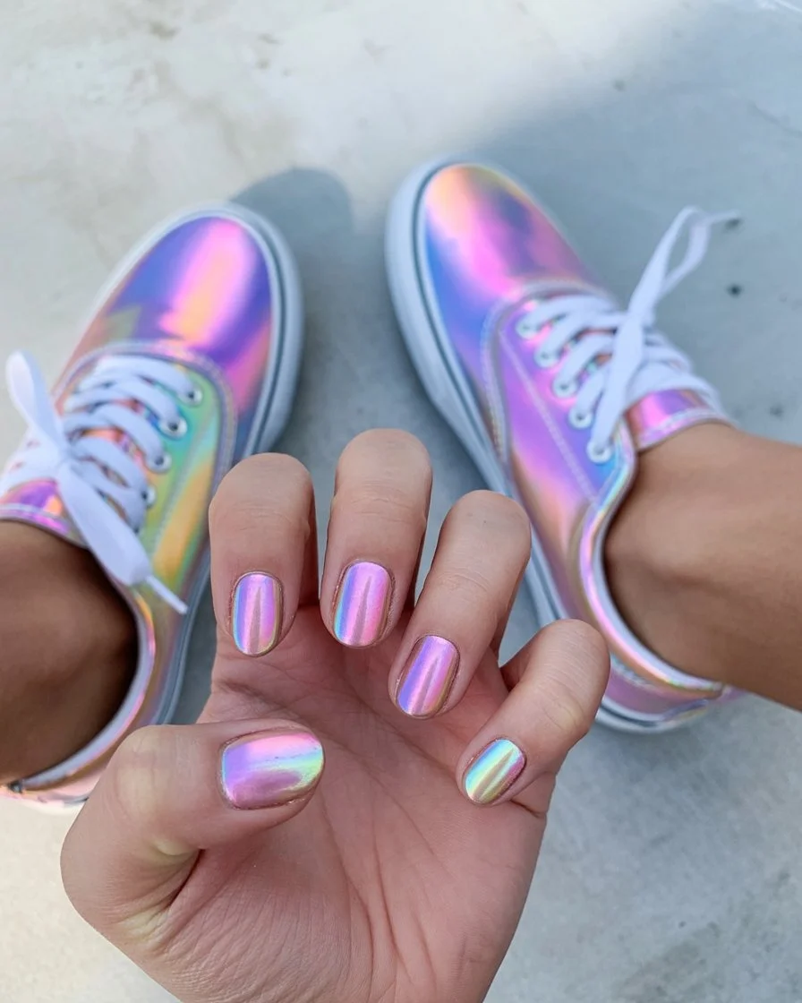 summer ombre nails 2026 Chrome Ombre Nails With Futuristic Summer Shine