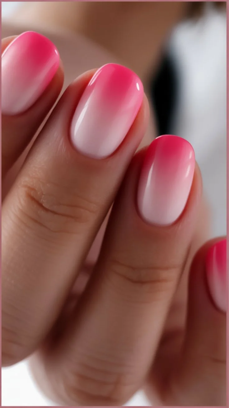 summer ombre nails 2026 Pink Glow Nails with Soft Summer Romance