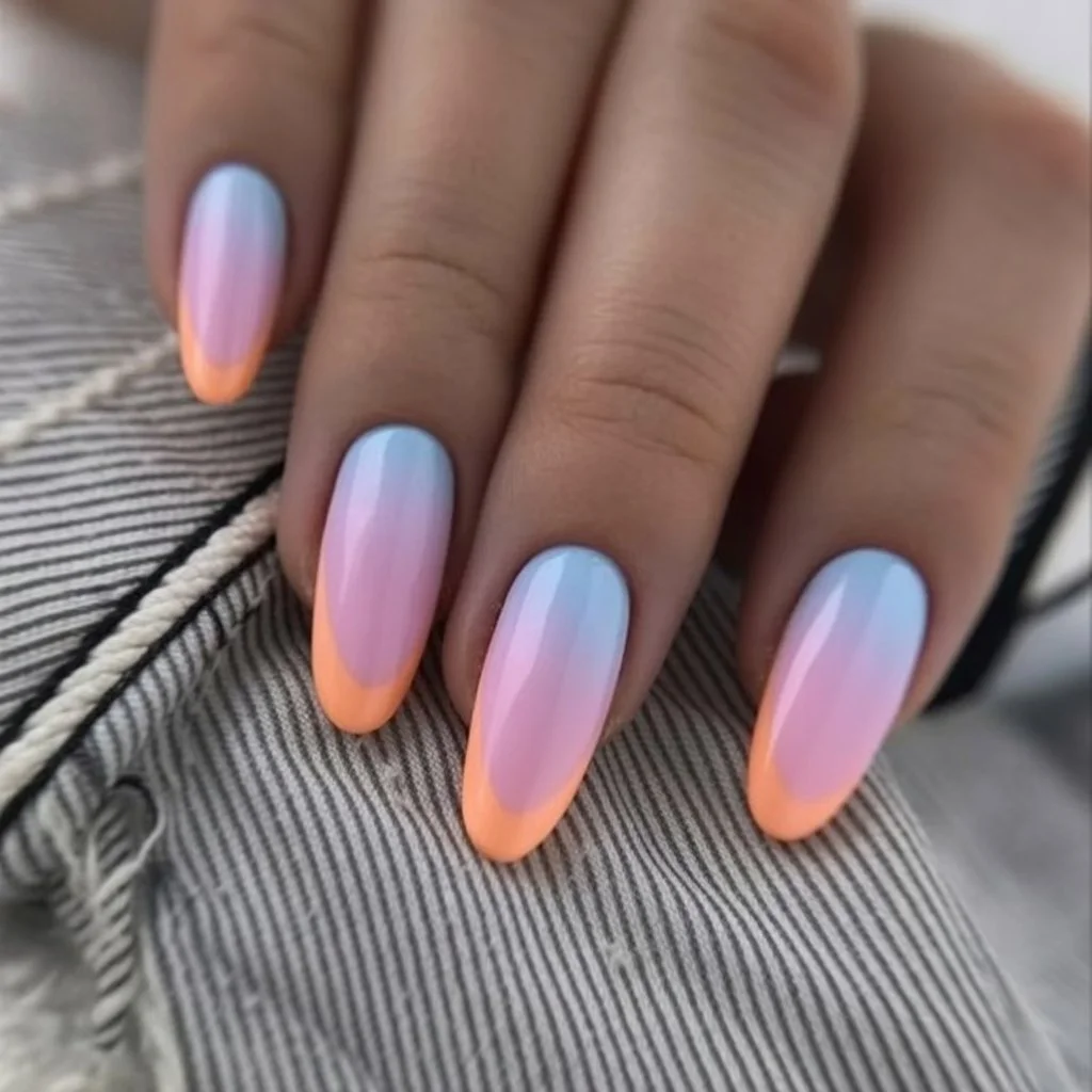 summer ombre nails 2026 Cotton Candy Sunset with Soft Pastel Fade
