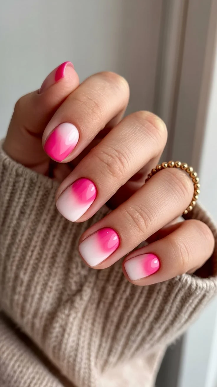 summer ombre nails 2026 Hot Pink Pop for Minimal Summer Days