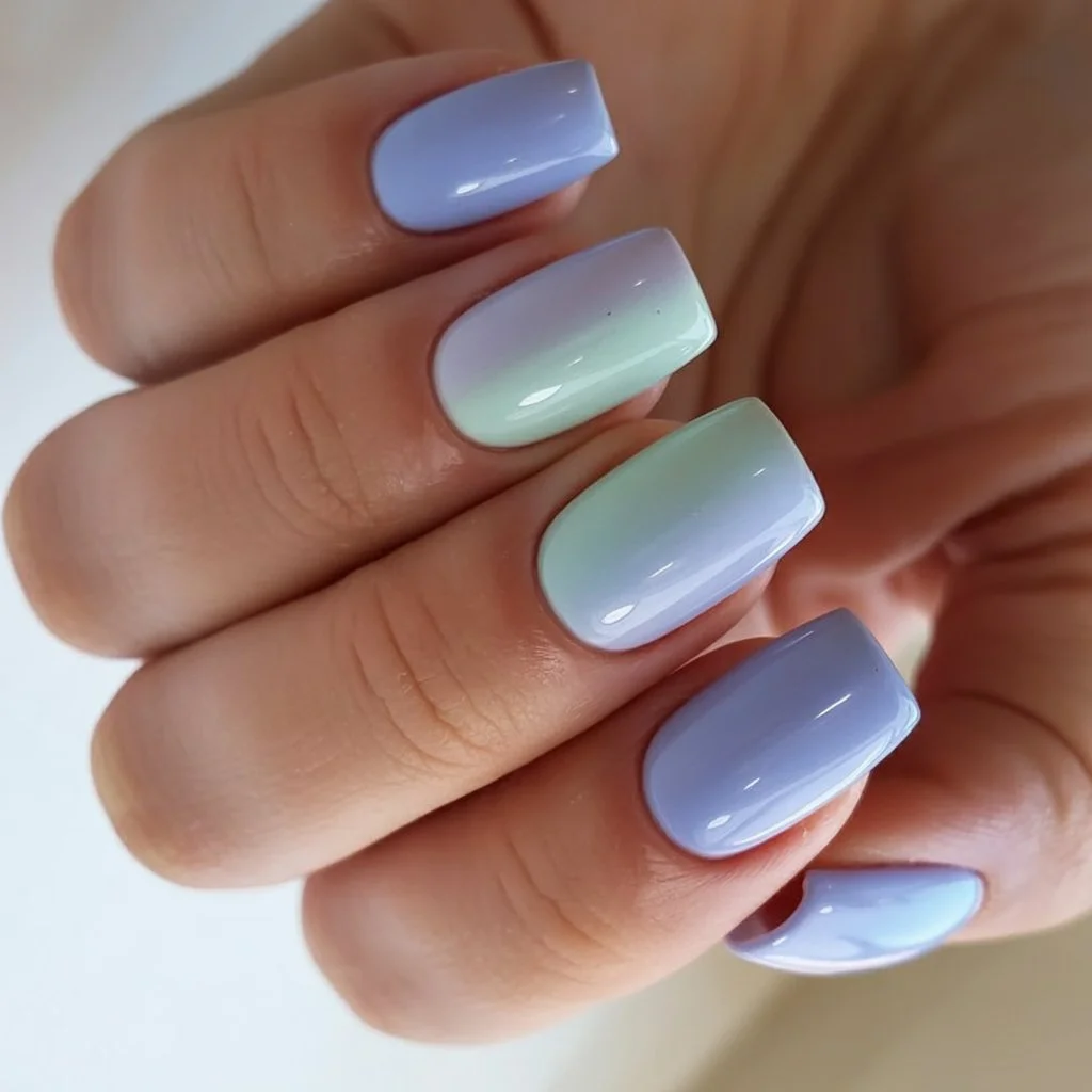 summer ombre nails 2026 Lavender Cloud Square Nails