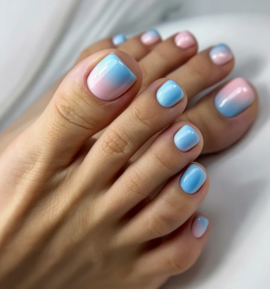 summer pedicure colors 2026 Cotton Candy Ombre For Dreamy Summer Mornings