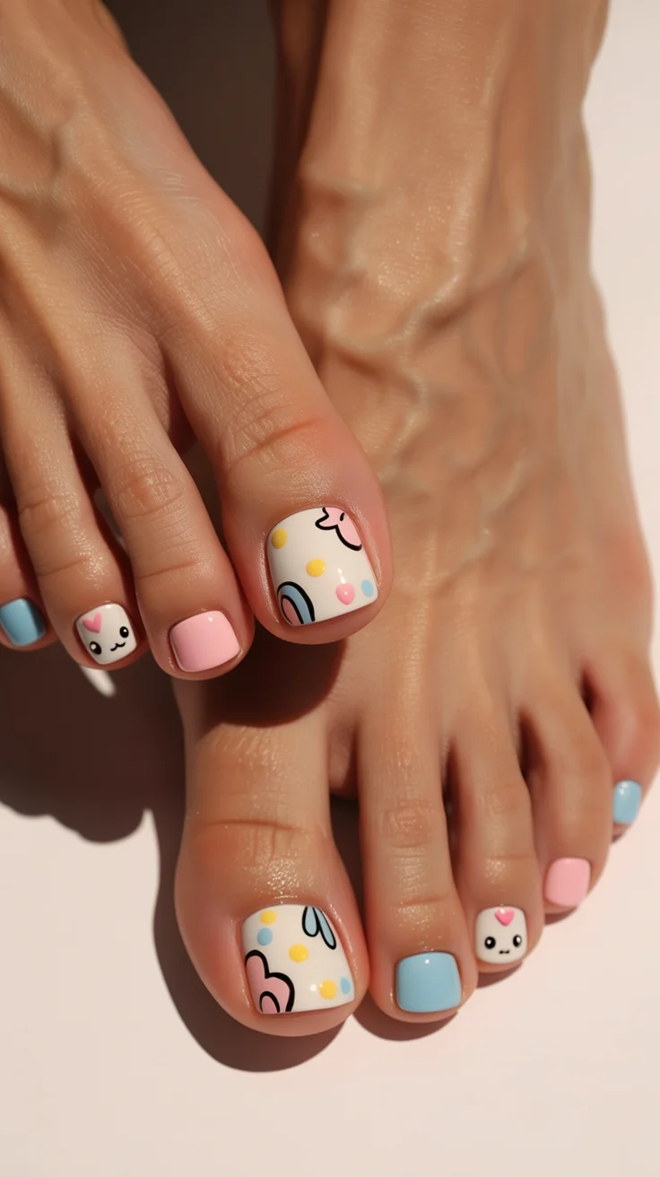 summer pedicure colors 2026 Playful Cartoon Details For The Fun Side Of Summer