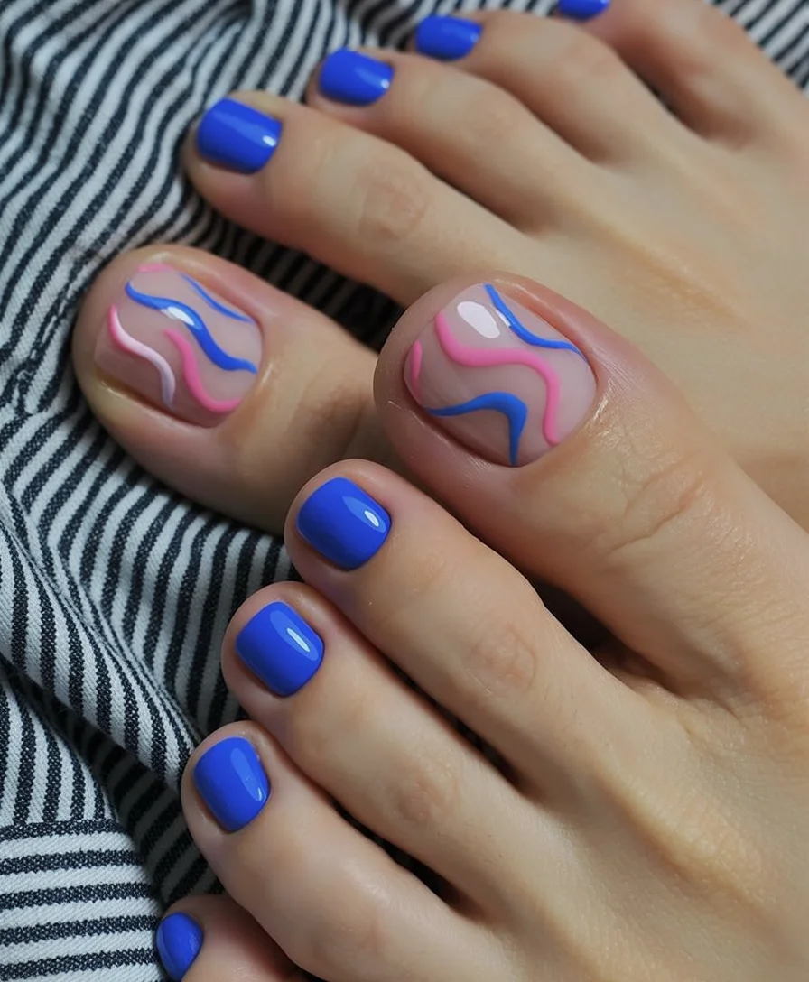 summer pedicure colors 2026 Electric Blue Waves That Feel Like Beach Club Energy