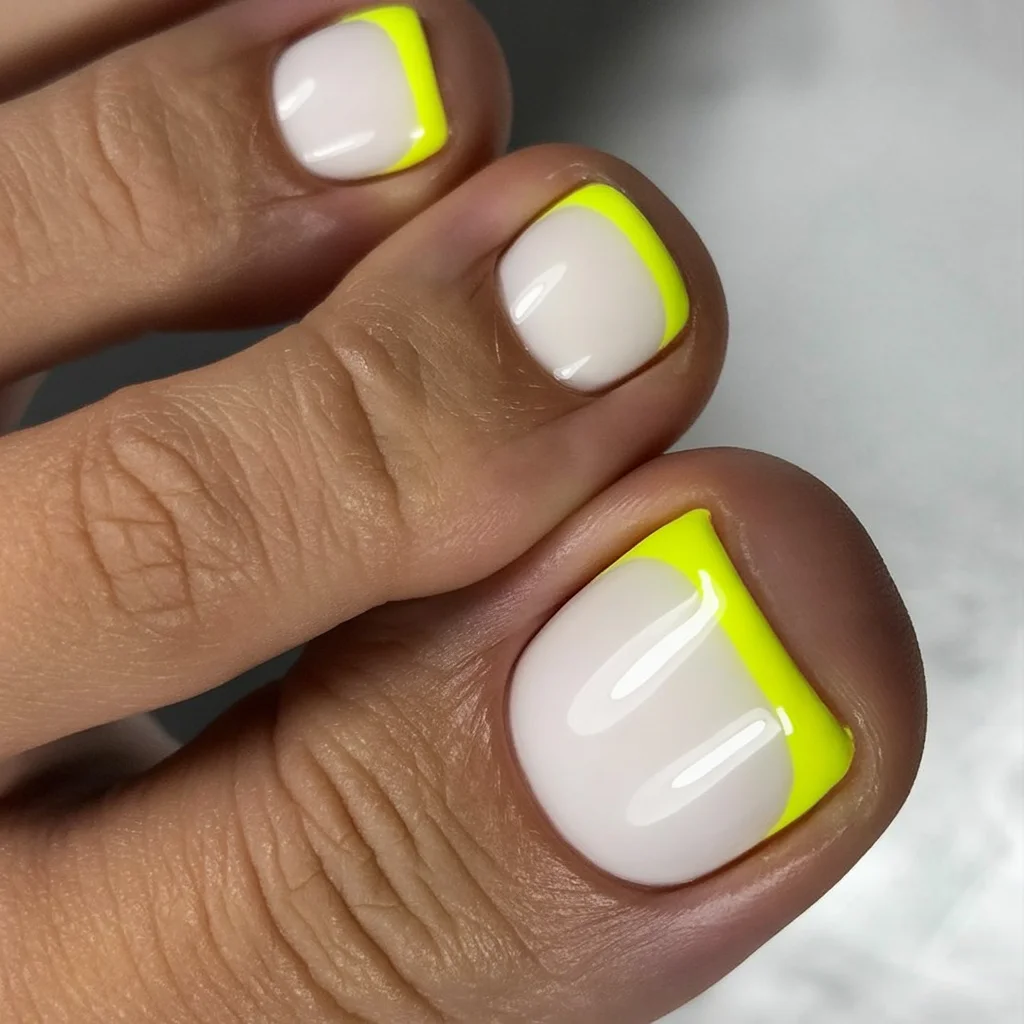 summer pedicure colors 2026 Neon French Tips With High Heat Summer Energy