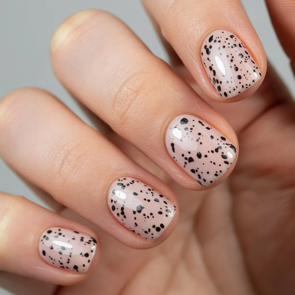 summer short nails ideas 2026 Speckled Nude Nails With Minimal Modern Texture
