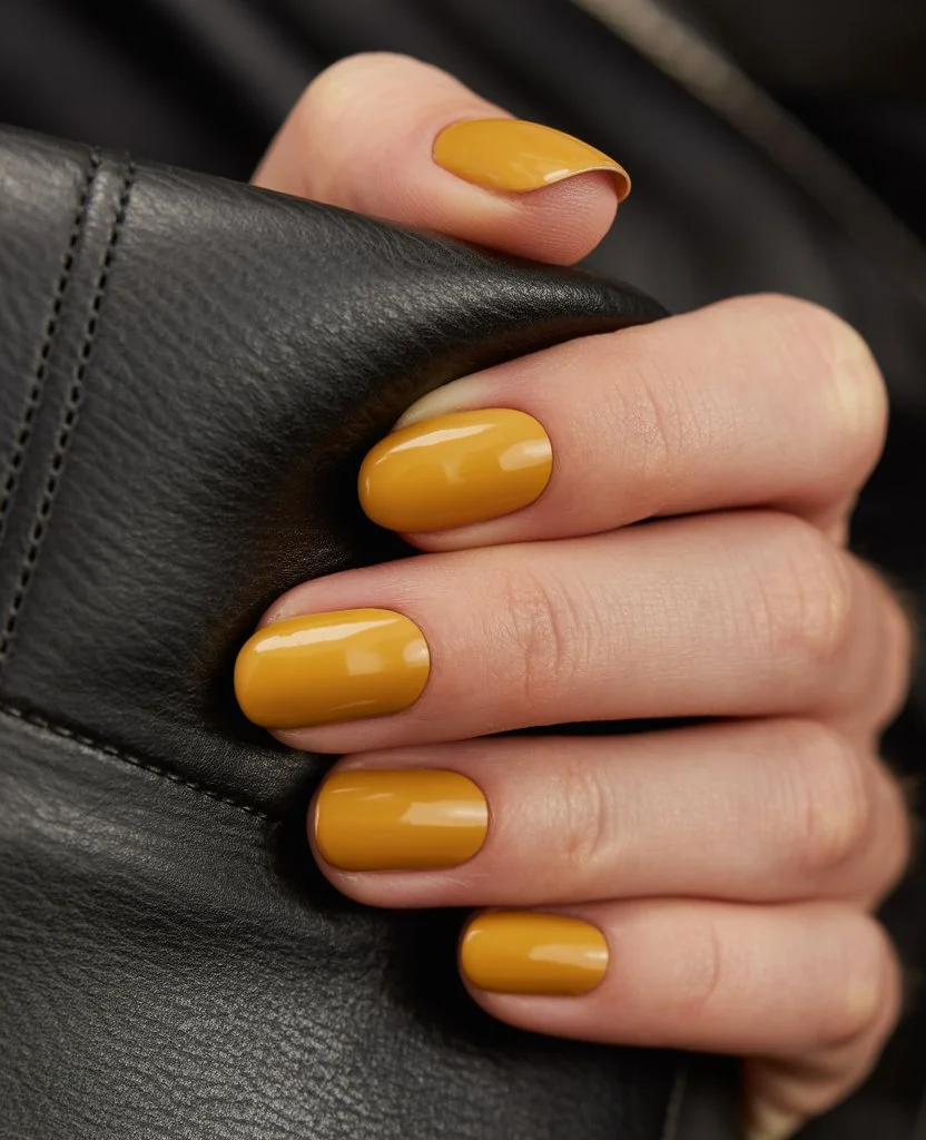 summer short nails ideas 2026 Mustard Yellow Nails For Warm Late Summer Days