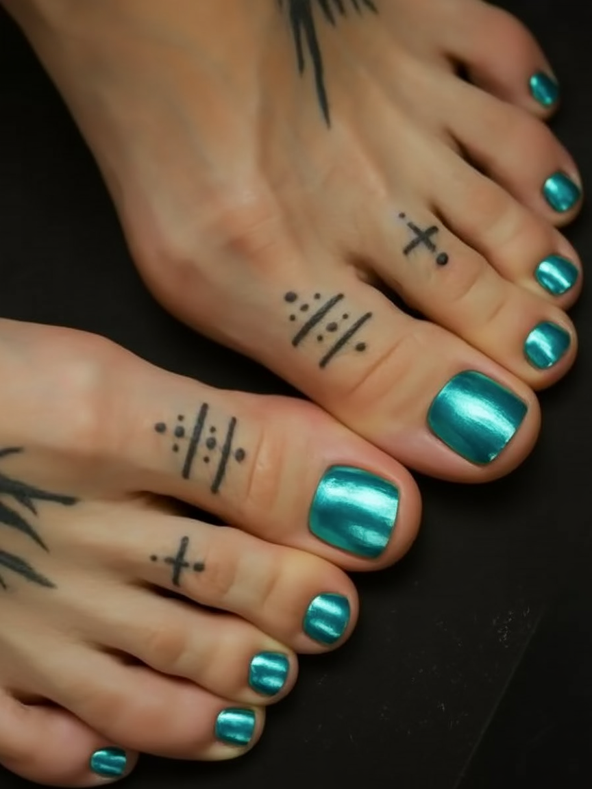summer toe nails colors 2026 Teal Metallic Toes With Cool Girl Energy