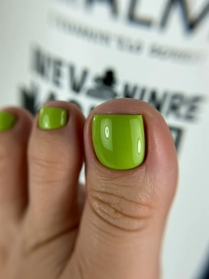 summer toe nails ideas 2026 Glossy Lime Green Toe Nails With Fresh Modern Color