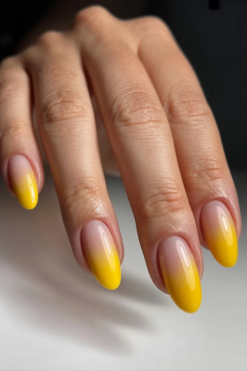 Summer yellow nails 2026 Lemon Fade Energy For Warm Summer Days