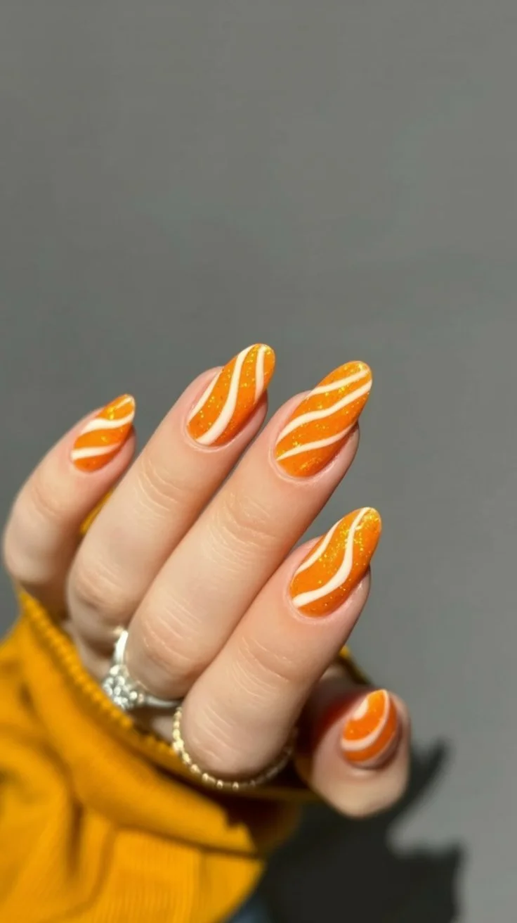 Summer yellow nails 2026 Orange Citrus Waves With Endless Summer Energy
