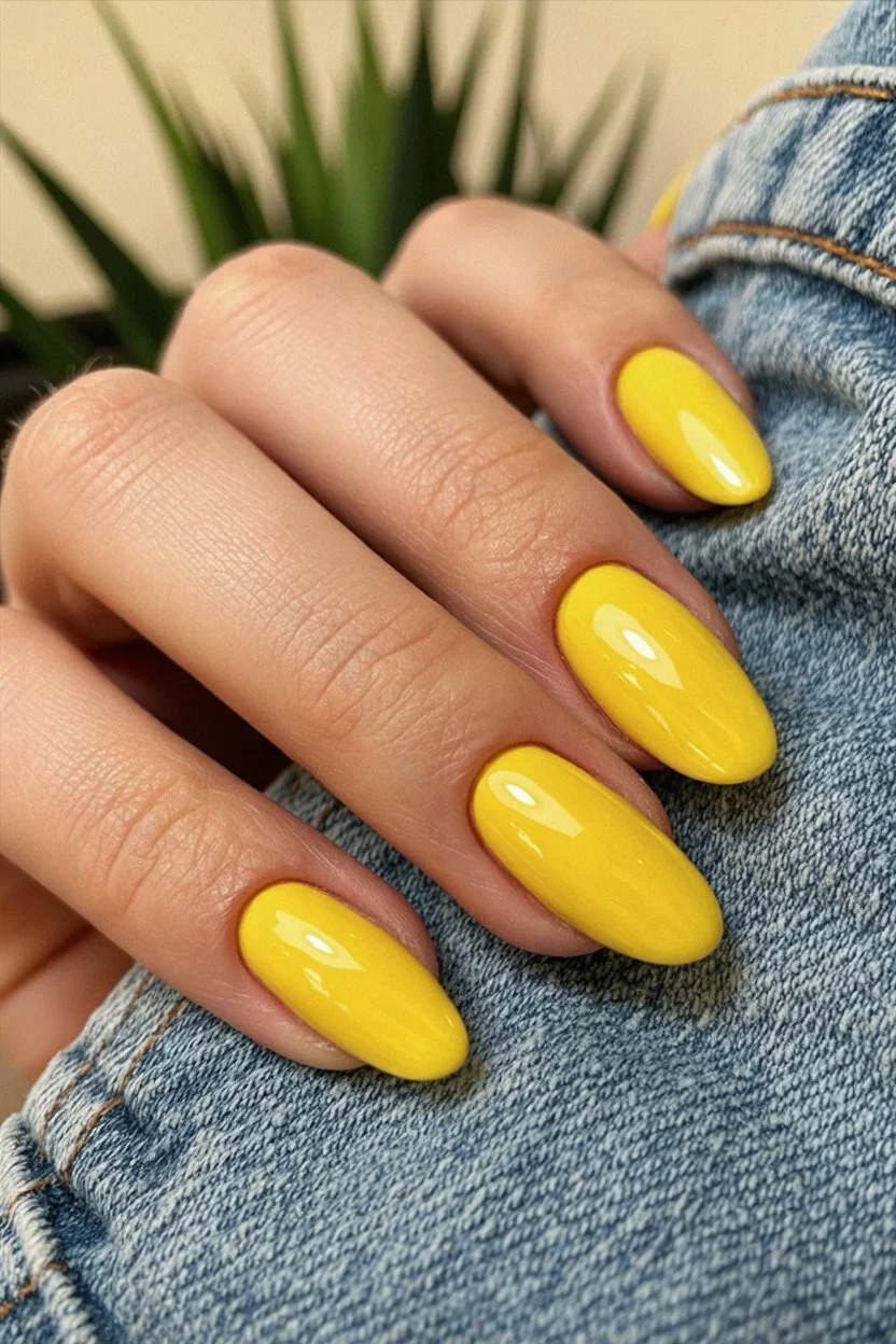 Summer yellow nails 2026 Classic Sunshine Gloss For Everyday Summer Style