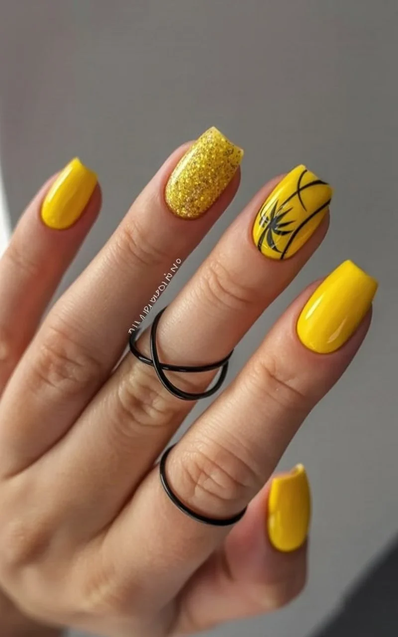 Summer yellow nails 2026 Golden Sunshine With Tropical Spark Energy