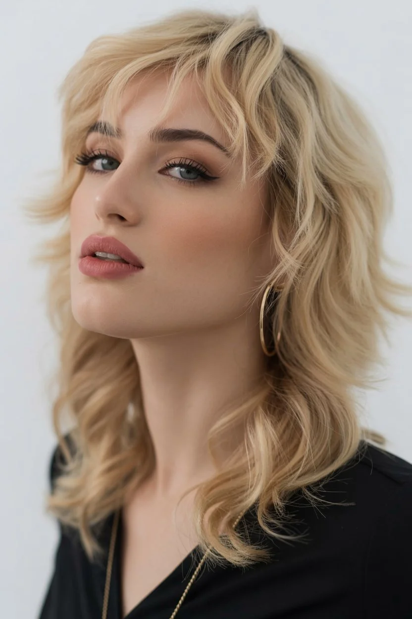 textured summer shag hairstyle 2026 Soft feathered blonde shag with sculpted face framing