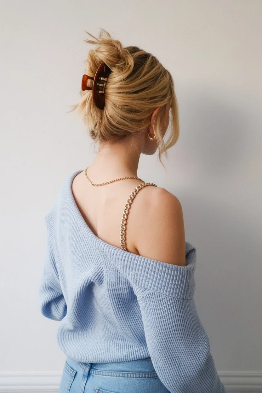 trendy summer hairstyles ideas 2026 claw clip updo hairstyle