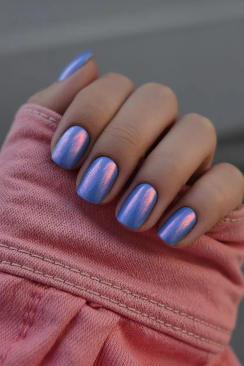 trendy summer nails 2026 Mermaid Glow Blue For Soft Summer Days