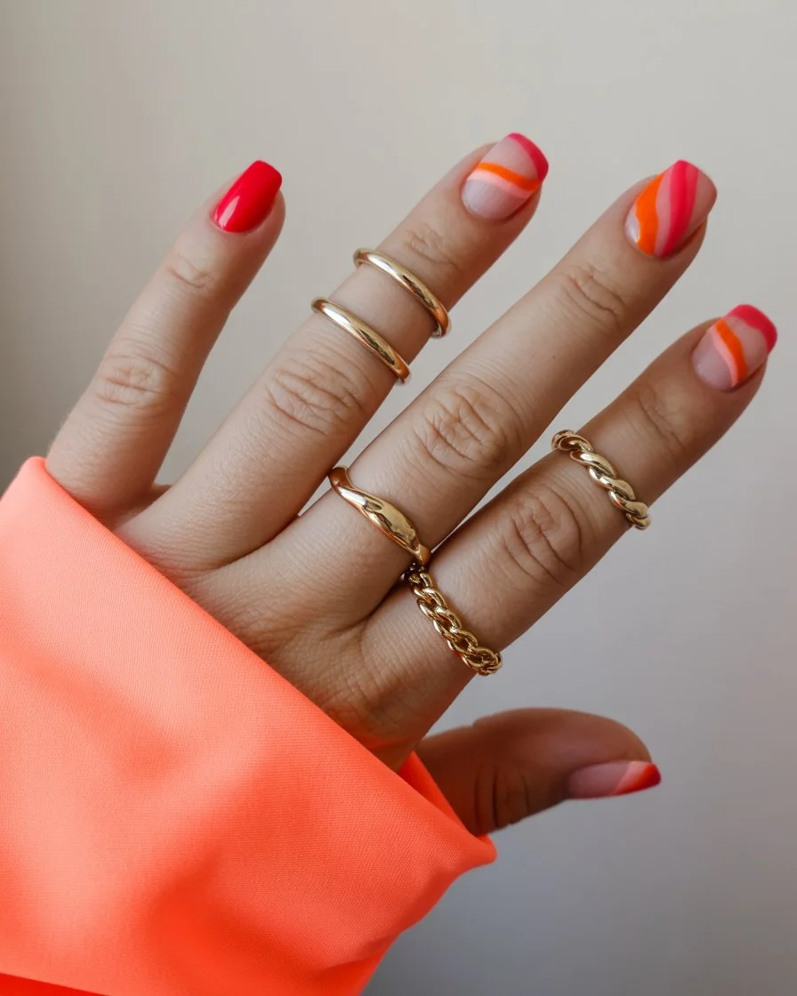 trendy summer nails 2026 Sunset Wave Tips For Hot Summer Evenings