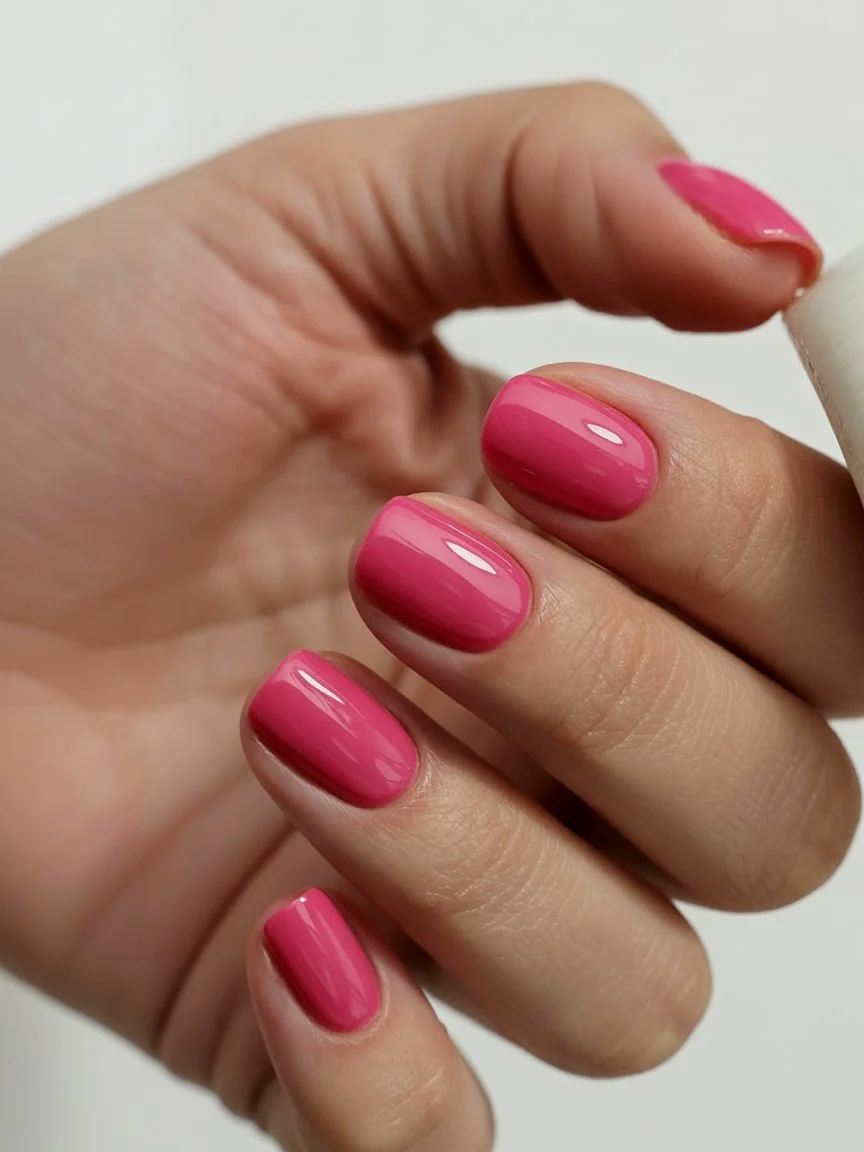 trendy summer nails 2026 Hot Pink Gloss For Main Character Days