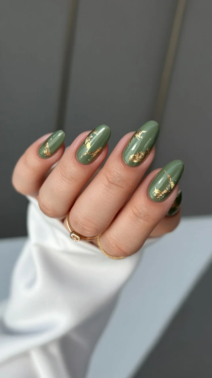 trendy summer nails 2026 Olive Gold Energy With Quiet Luxury Vibes