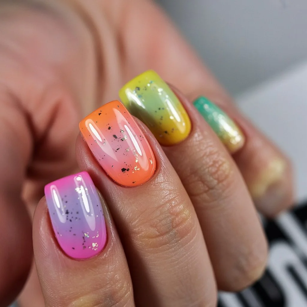 trendy summer nails 2026 Rainbow Sorbet Ombre For Peak Summer Mood