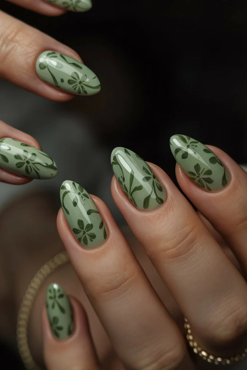 trendy summer nails 2026 Soft Botanical Sage For Slow Summer Mornings