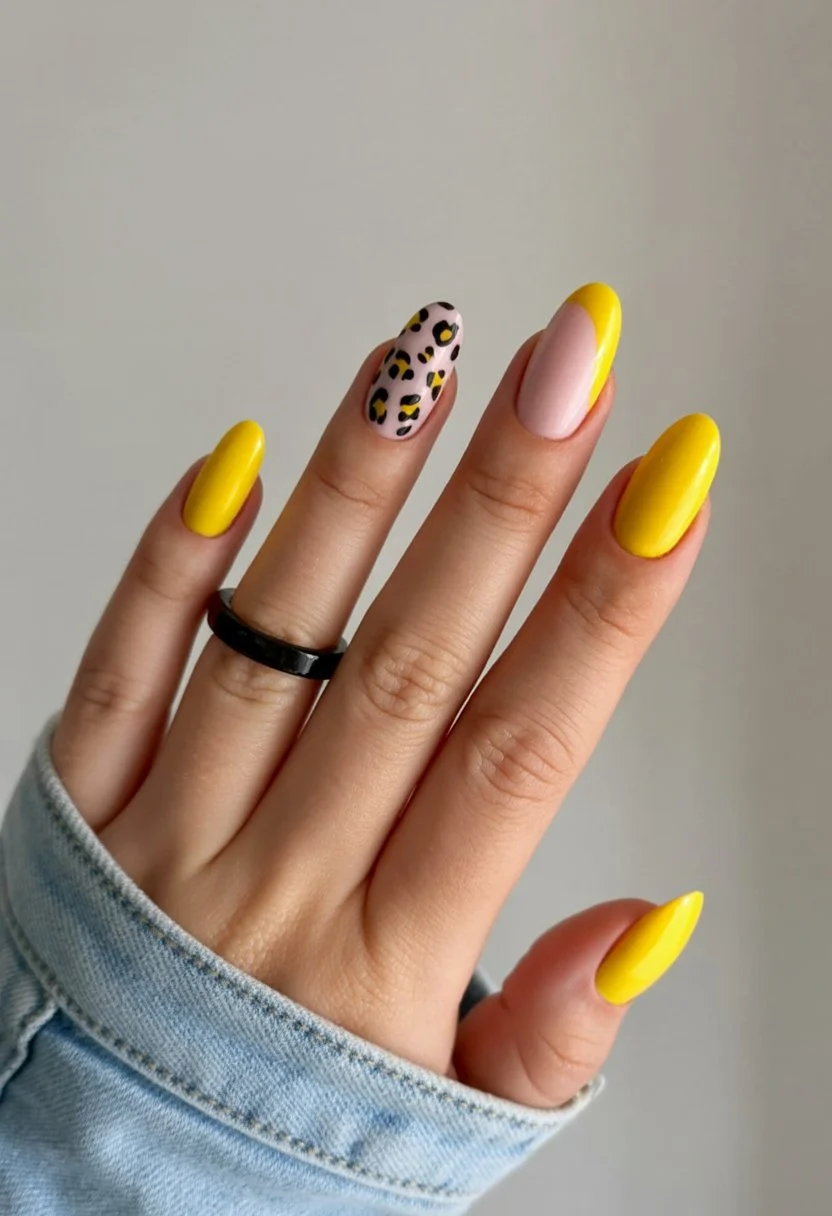 trendy summer nails 2026 Sunny Yellow With A Wild Twist