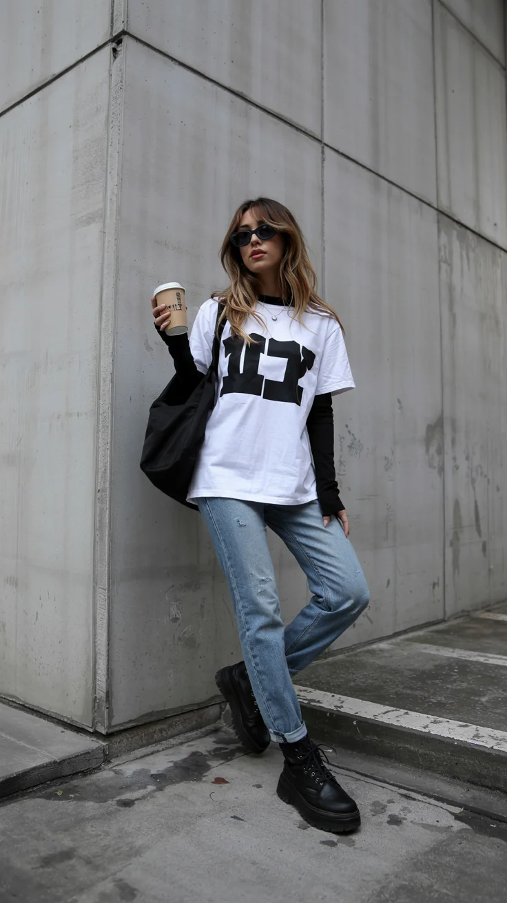all outfits with boots 2026 Relaxed Denim with a Graphic Tee