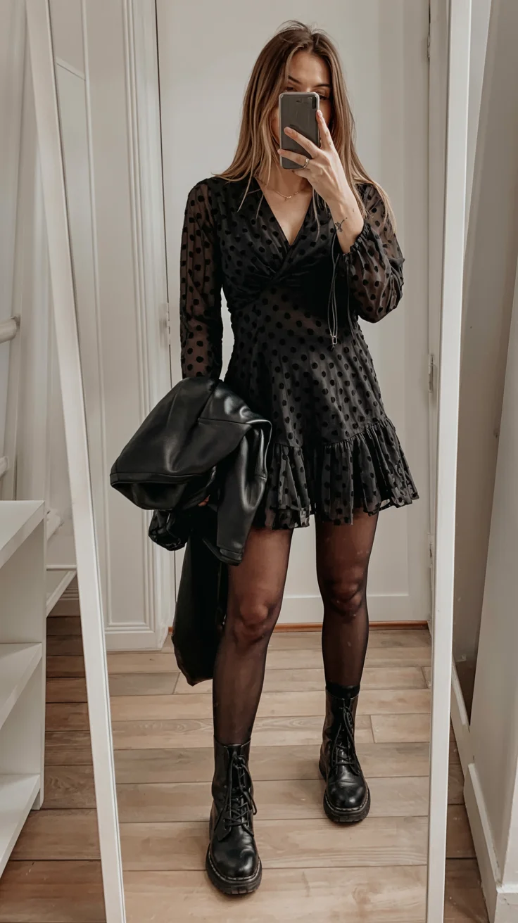 all outfits with boots 2026 Sheer Romance with Black Combat Boots