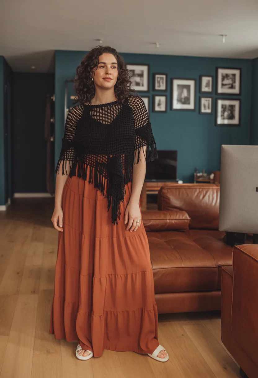 boho chic outfits fall plus size Fringe Knits with Rustic Autumn Texture