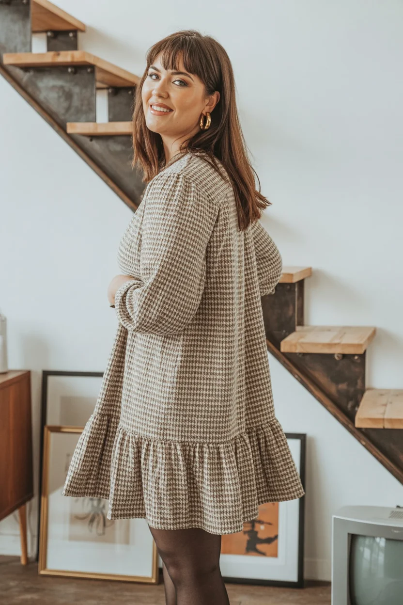 boho chic outfits fall plus size Soft Check Prints for Cozy Everyday Boho