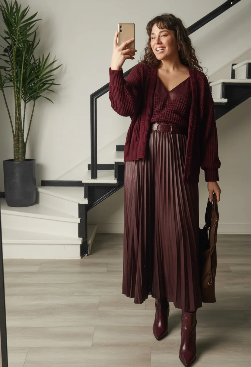 boho chic outfits fall plus size Rich Burgundy Layers for Elegant Boho Evenings