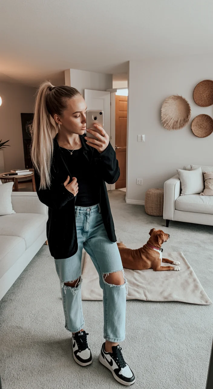 casual early fall outfits comfy 2026 Relaxed Denim and Sneakers for Everyday Early Fall