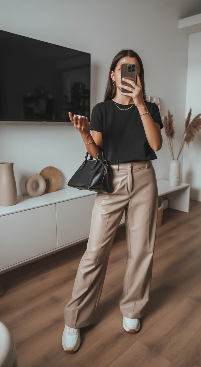comfy fall outfits for office 2026 Minimal Black and Beige That Always Looks Expensive