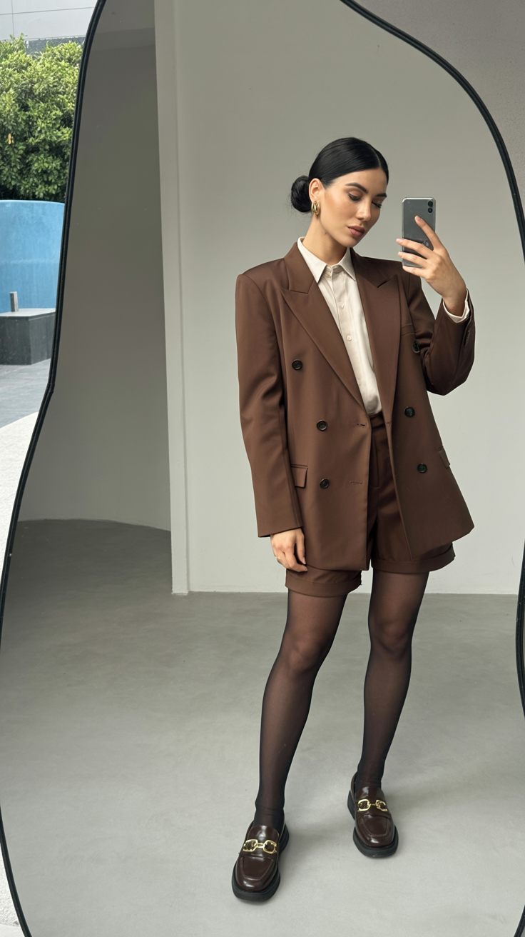 comfy fall outfits for office 2026 Chocolate Brown Tailoring With Contemporary Confidence