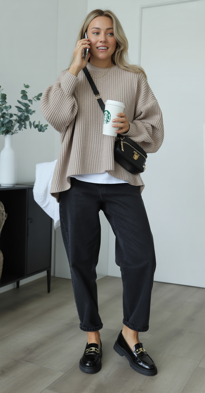 comfy fall outfits for office 2026 Relaxed Knit Layers That Make Busy Mornings Easier