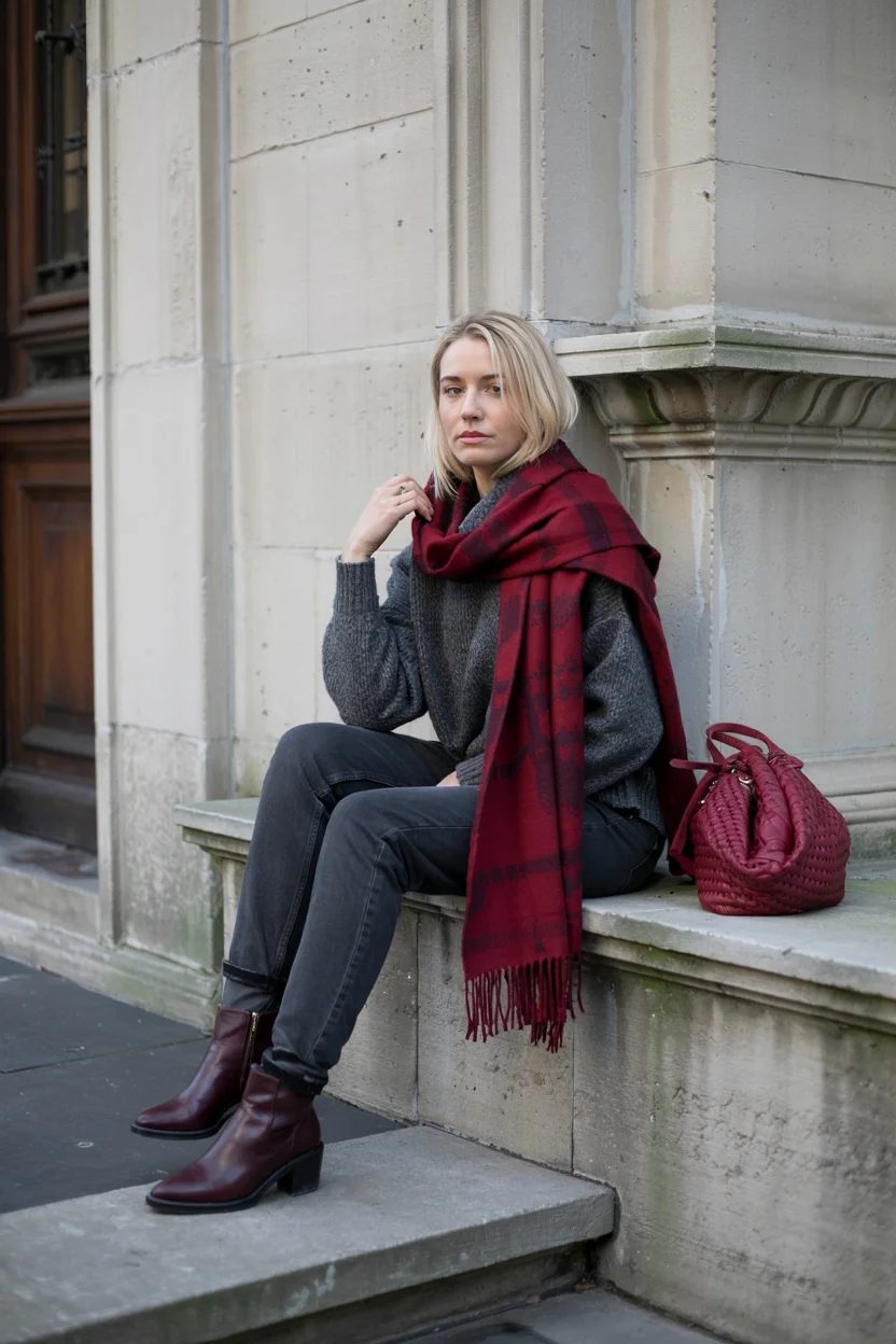 cozy chic fall outfits for 2026 Deep Burgundy Accents for Cold Weather Sophistication