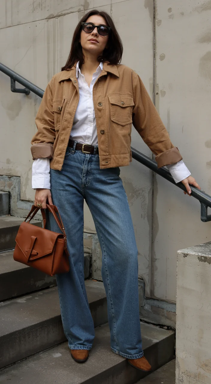 cozy chic fall outfits for 2026 Corduroy Layers With Timeless Denim