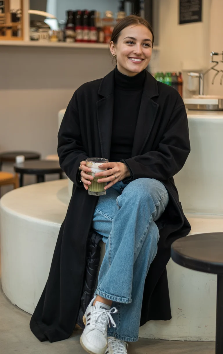cozy chic fall outfits for 2026 Long Black Layers for Casual Coffee Dates