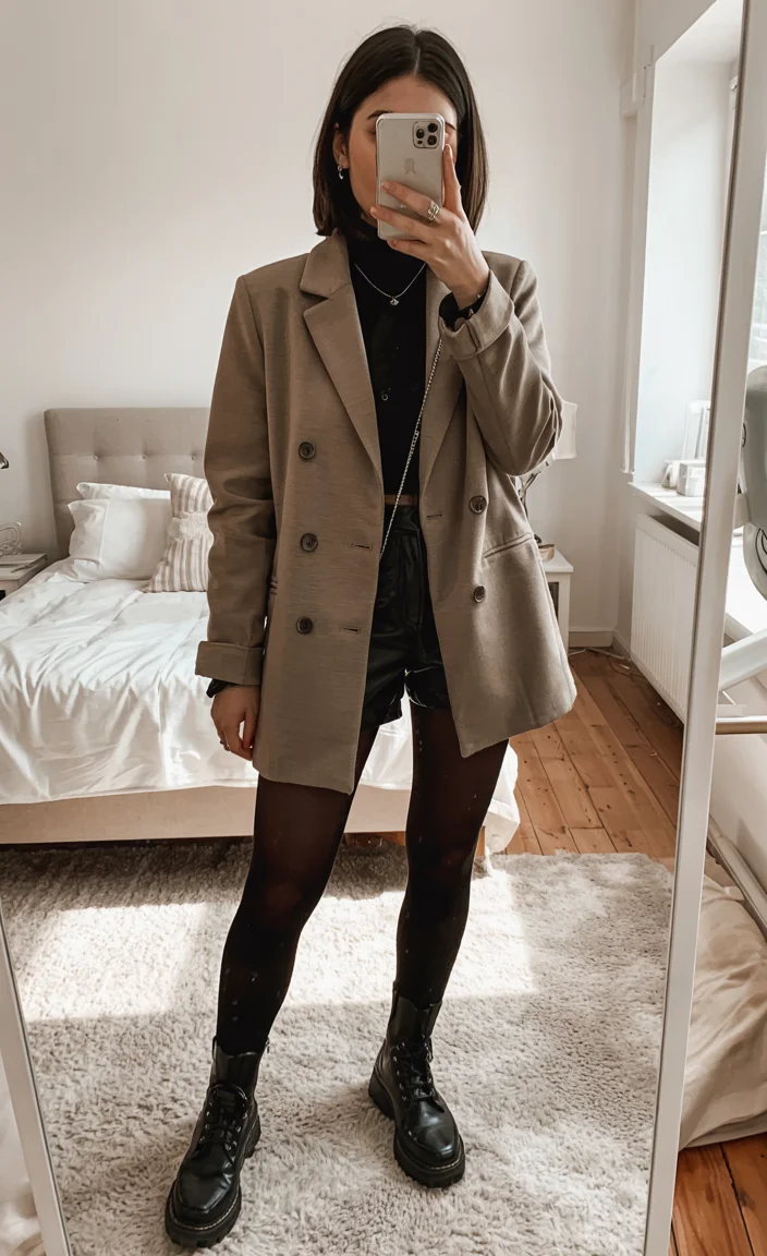 cute fall blazer outfits 2026 Oversized Taupe Blazer With Modern Fall Layers