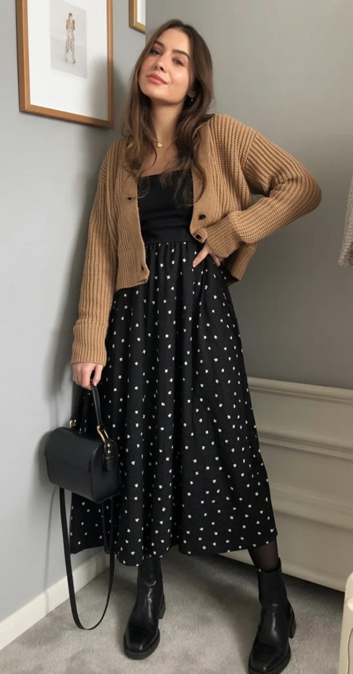 cute fall mom outfits 2026 Feminine Dresses with Warm Knit Layers