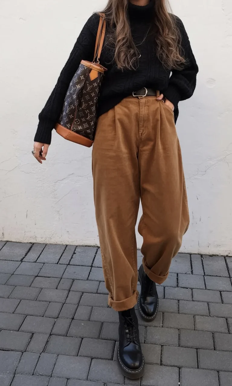 cute fall mom outfits 2026 Warm Earth Tones with Relaxed Tailored Pants