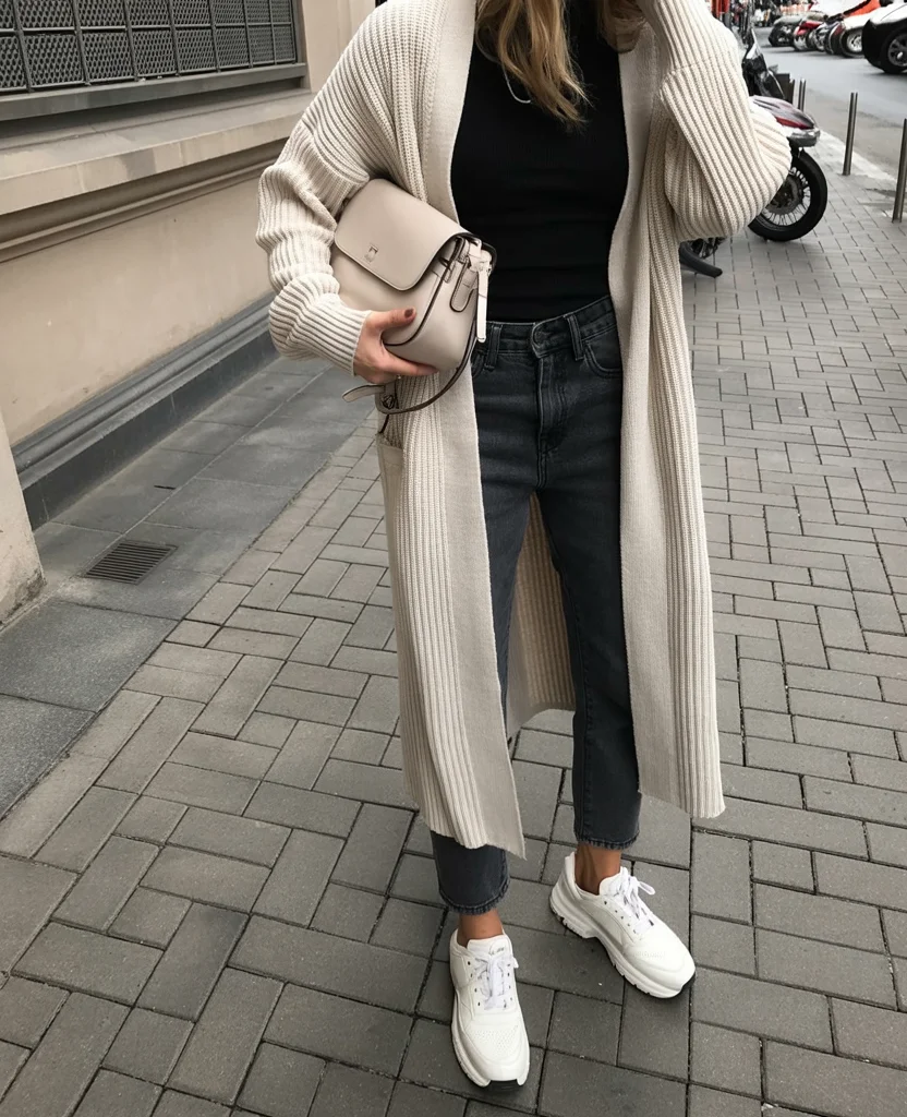 cute fall mom outfits 2026 Long Cardigans with Everyday Denim Essentials